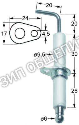 Электрод зажигания с фланцем 002637 Electrolux для 291130 / 291132 / CPD40GZ / CPD42G-Z / 240100 / 240103 / 240104