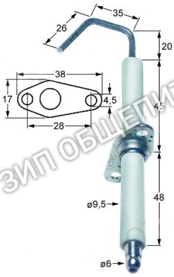 Электрод зажигания с фланцем 0C1137 Electrolux для 260098 / 260151 / 260550 / 260552 / 260554 / 260555 / AOS061GA