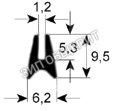 Уплотнитель для стекла R70040810 Mareno, профиль 1530 для CVE004H / CVE004M / CVE104H / CVE104M / VE004M / VE004X / VE104M